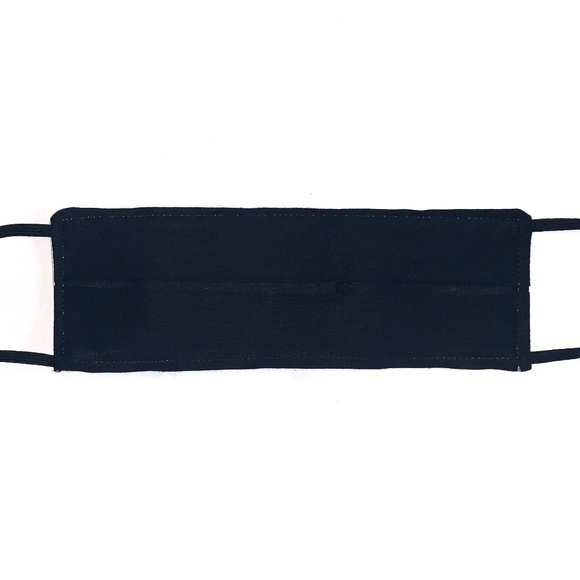 Black Linen Face Mask Handmade Cotton Slot Filter - Picture 2 of 3